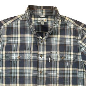 Carhartt Plaid Button-Down Work Shirt – Relaxed Fit – Men’s Large Tall